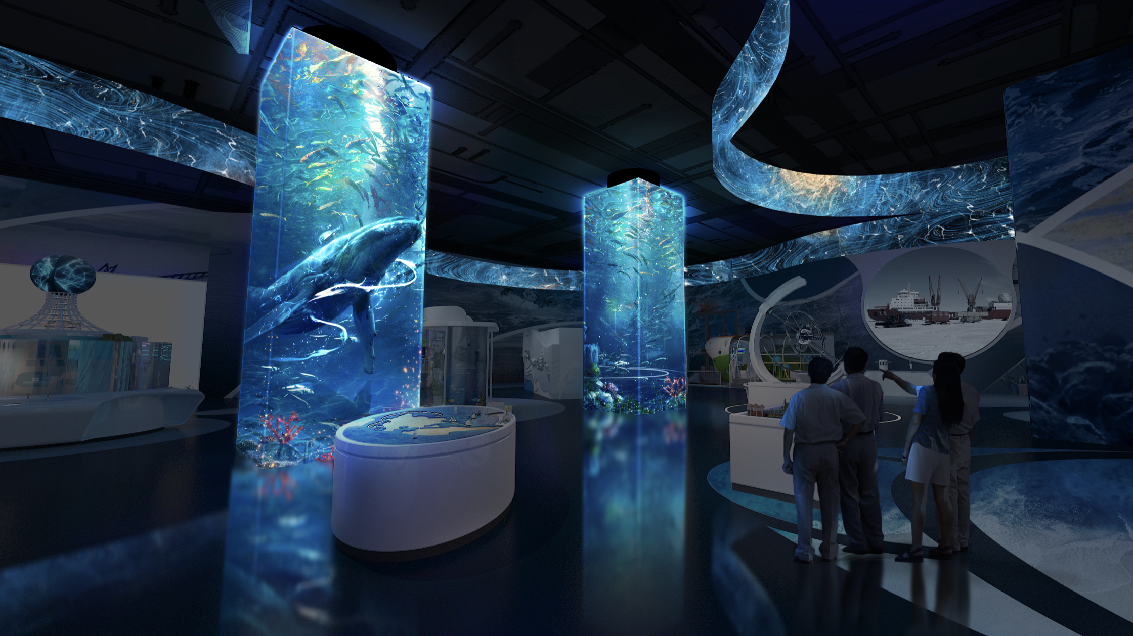 The exhibition is guided by the interdependence between humans and the ocean