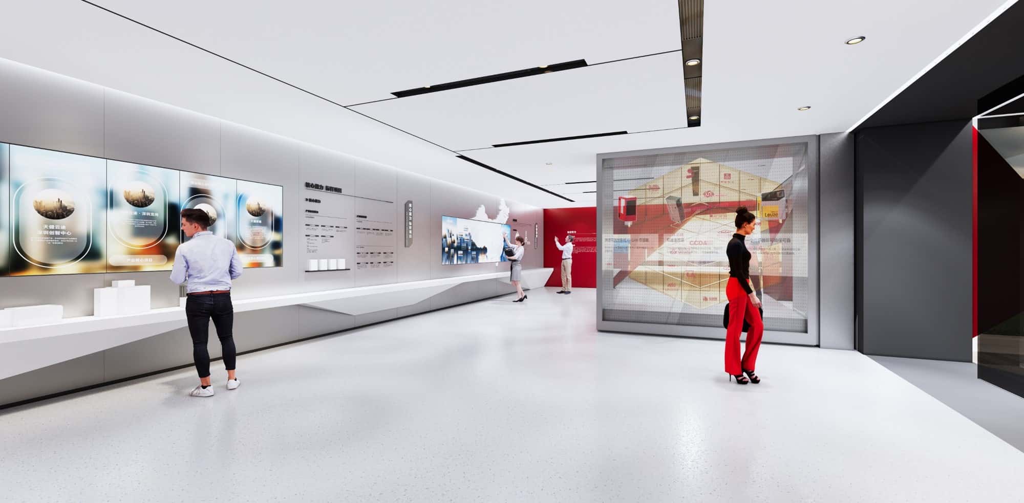 The central design of the logo art installation provides users with a deeper level of human-computer interaction experience through the overlapping of virtual and real elements on a transparent screen.