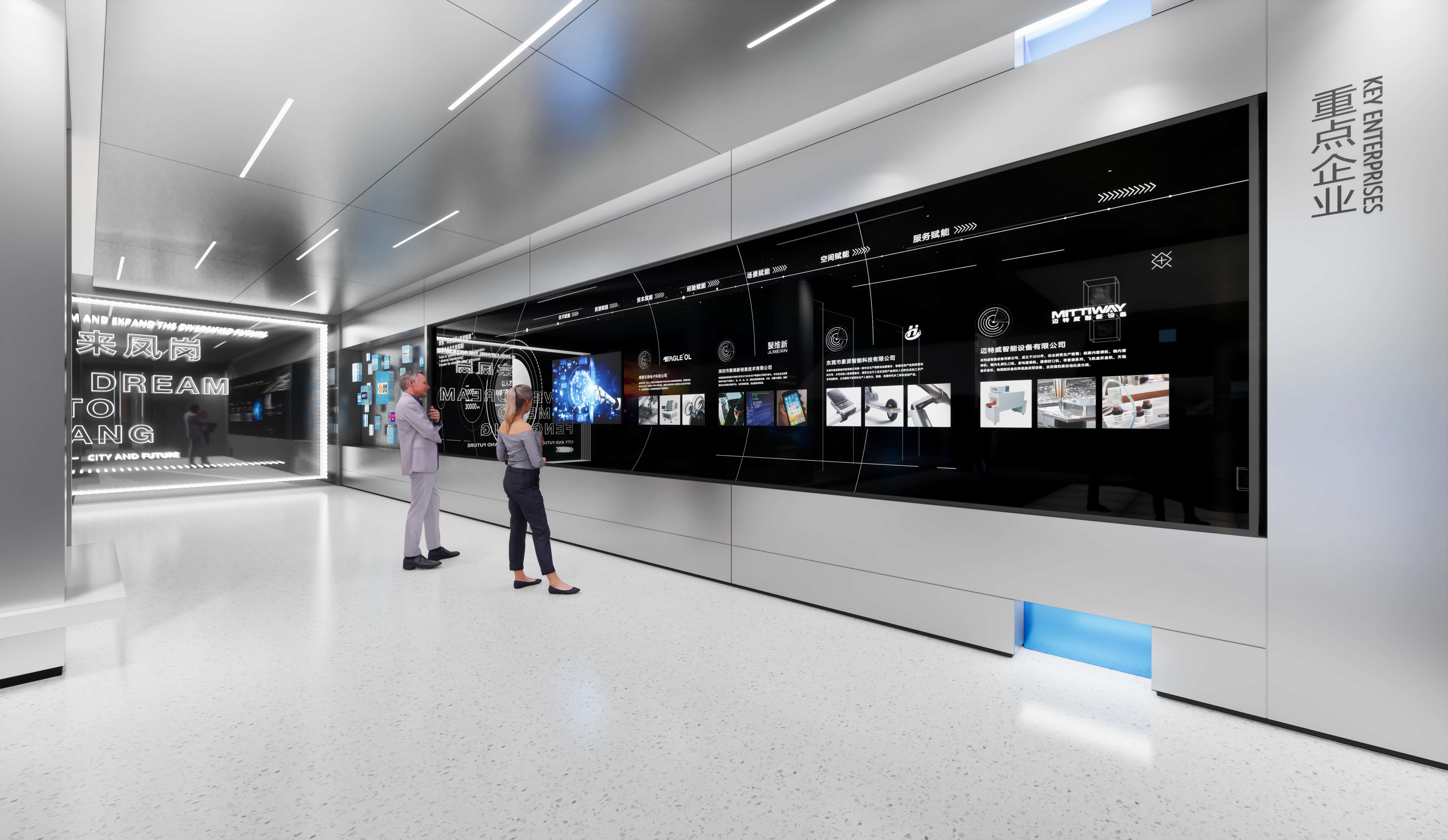 This area adopts a visual format combined with a screen display to showcase the introduction of key enterprises in Fenggang and their related products.