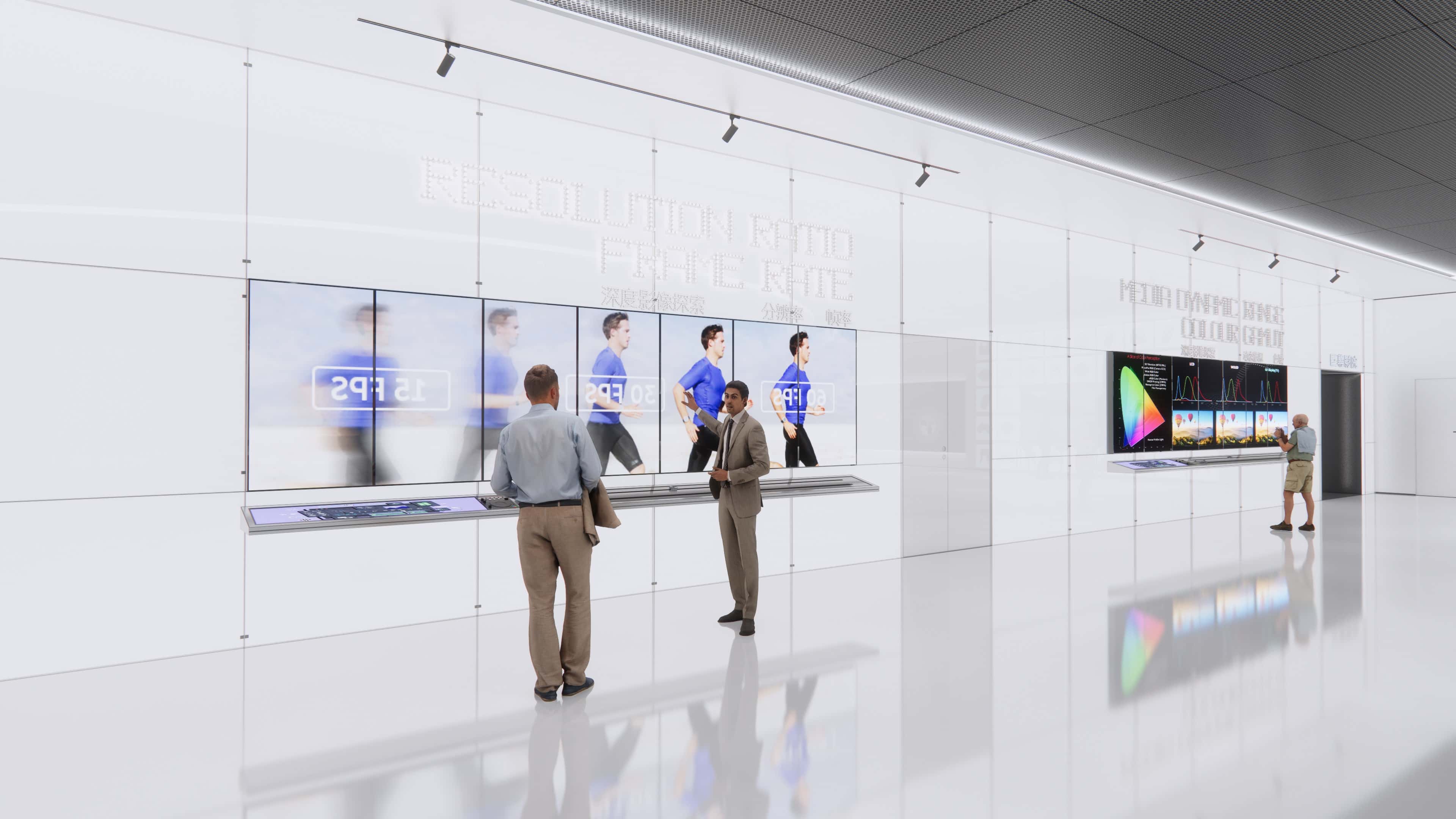 Here are several sets of image interactive devices designed，which can be operated by the audience through an interactive desktop and combined with the main screen to understand image resolution and frame rate analysis.