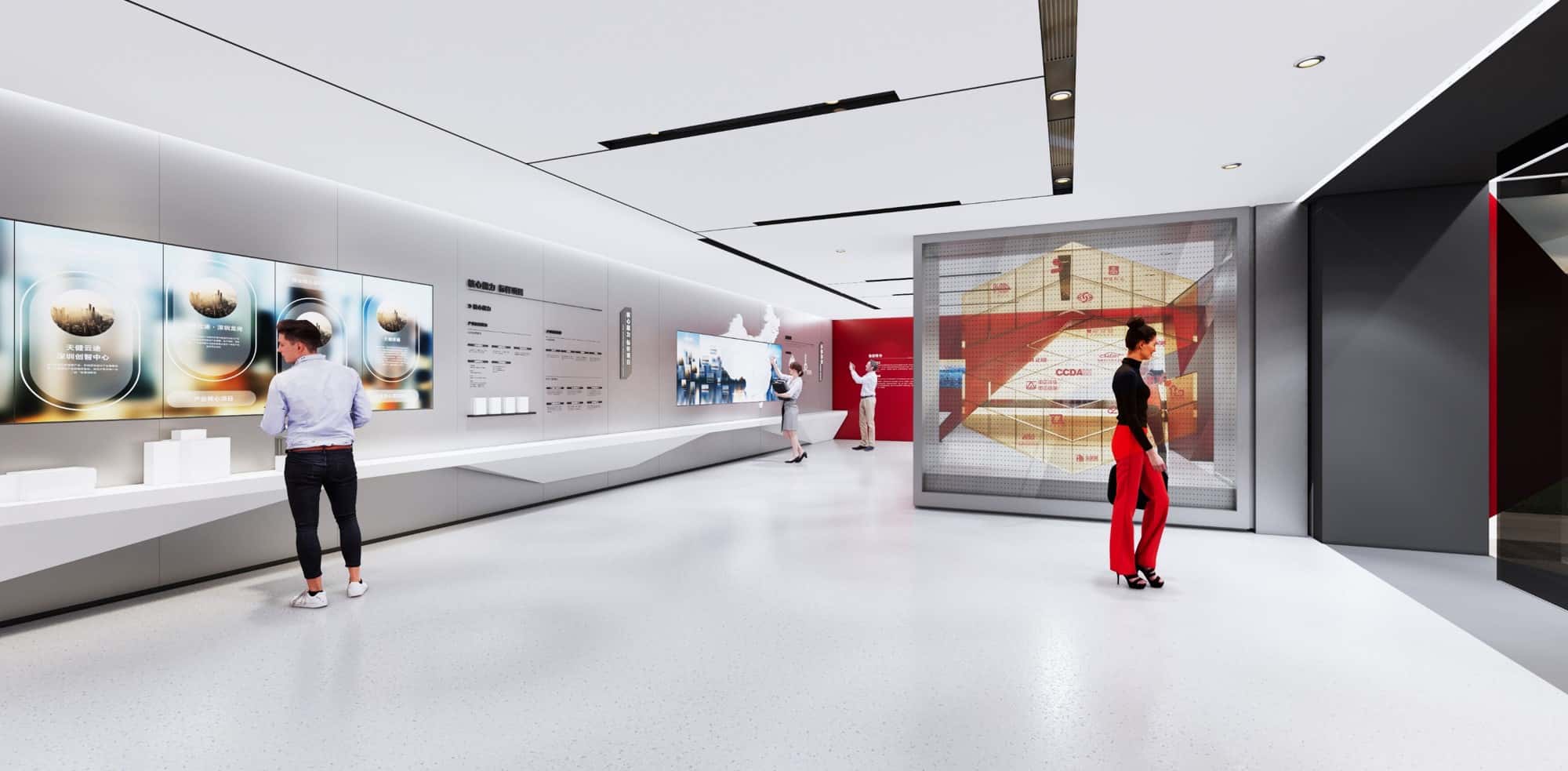 The central design of the logo art installation provides users with a deeper level of human-computer interaction experience through the overlapping of virtual and real elements on a transparent screen.
